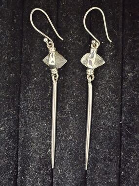 925S Herkimer Diamond Drop Spike Earrings
